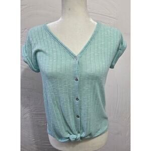 No Boundaries Light Blue Short Sleeve Women's Shirt Size Small
